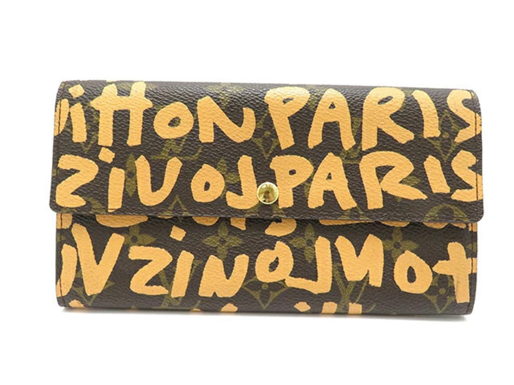 LOUIS VUITTON Long Wallet Portefeuille Sarah Monogram Graffiti Peach